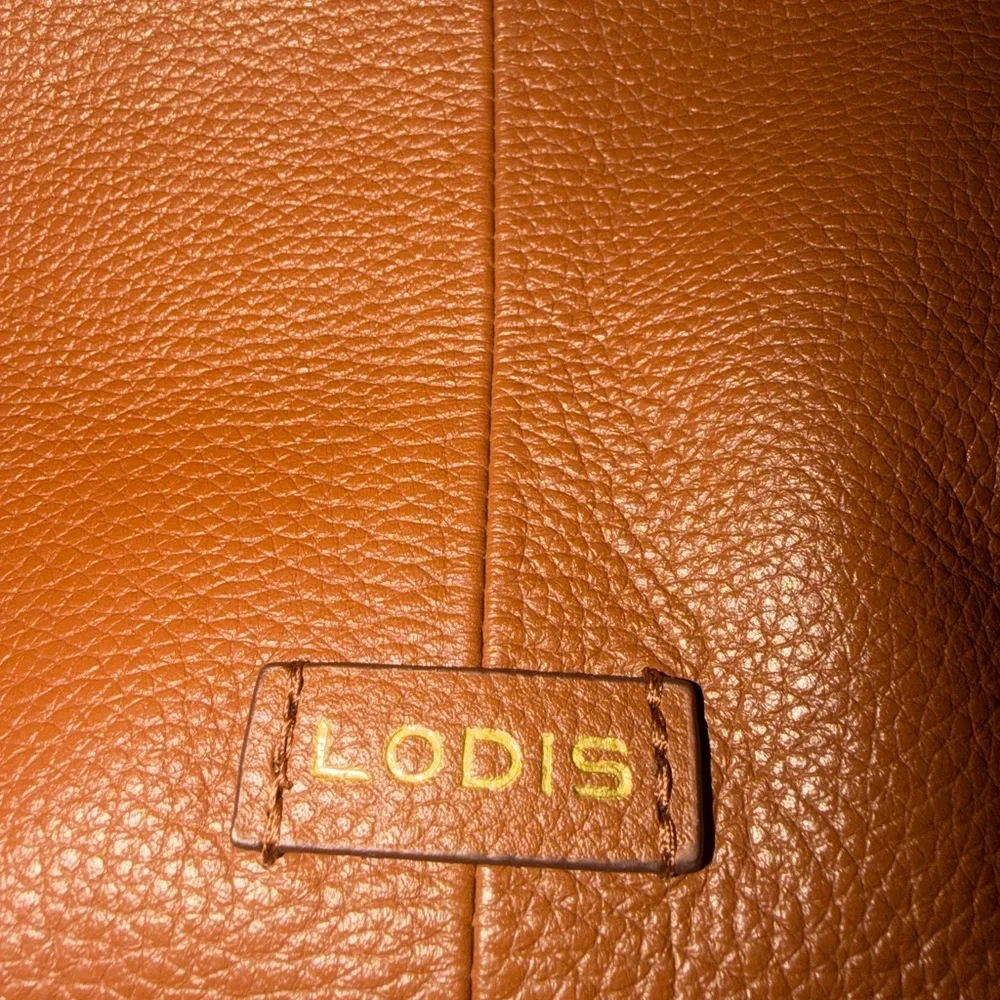 NEW Lodis Cognac Woven-Front Leather Shoulder Bag - Picture 5 of 9